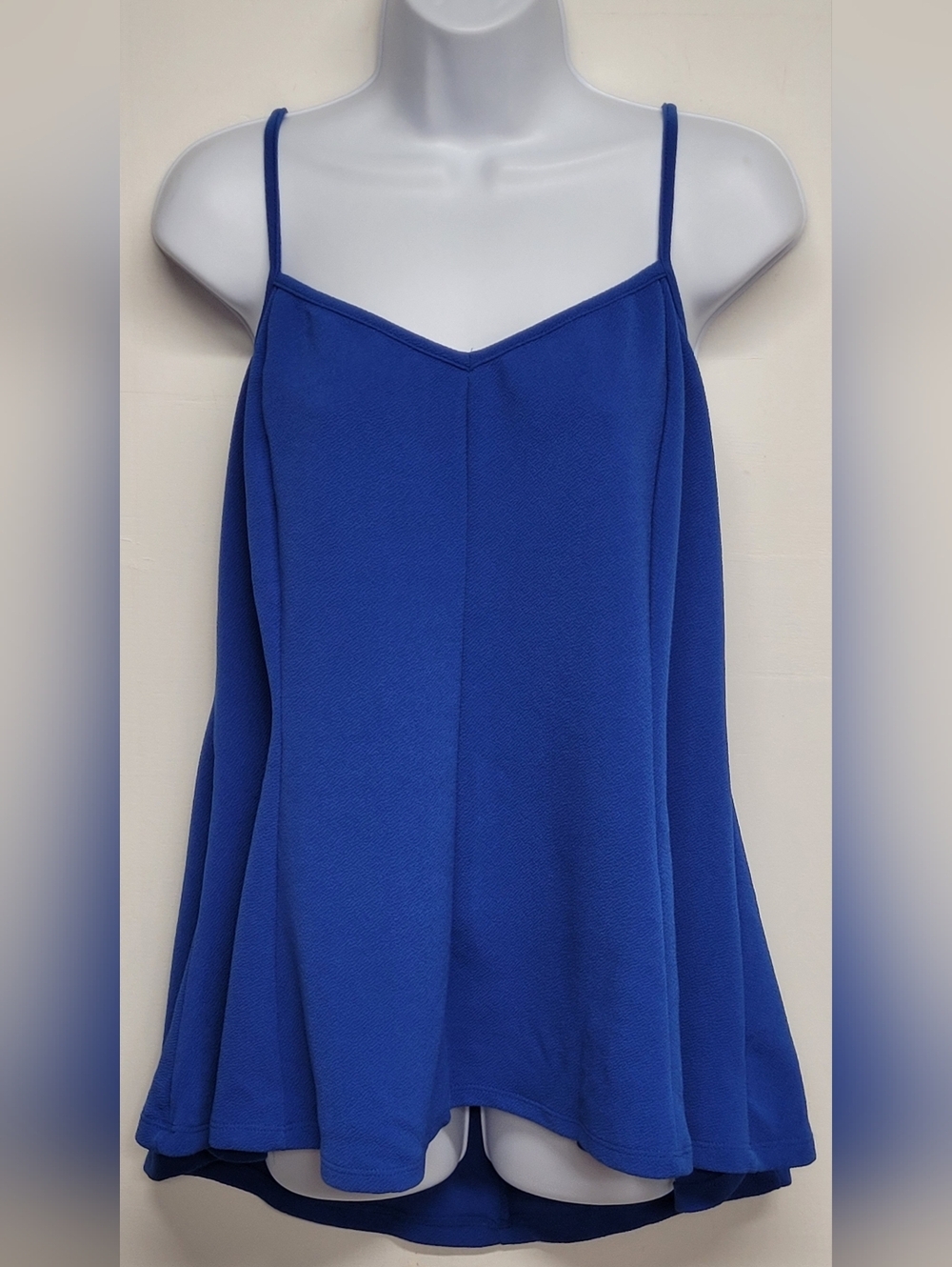 Ambiance Apparel 2X Top Spaghetti Straps Baby Doll Cobalt Blue Vintage